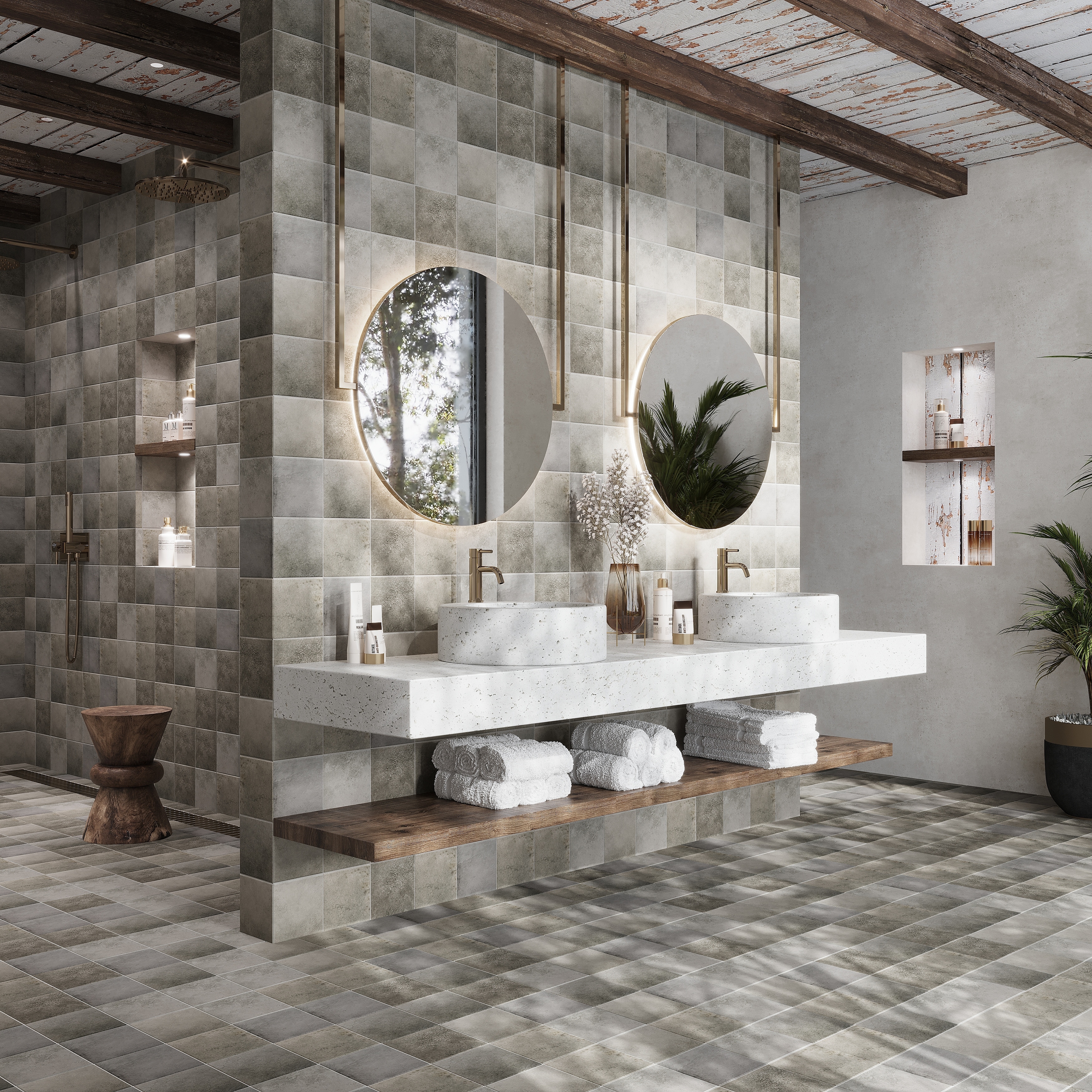 Zahara 6x6 Cool Gray Porcelain Zellige Square Wall and Floor Tile (5.38 sq ft/case) - 22 Pack