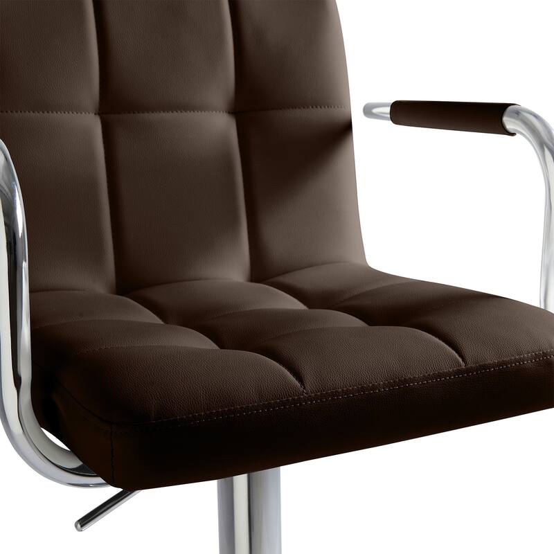 Adjustable Height Bar Stools Set of 2, Modern Square Tufted Upholstered Bar Chairs with Footrest.