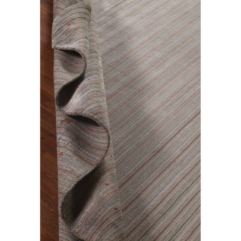 Striped Gabbeh Oriental Square Area Rug Hand-Knotted Wool Carpet - 9'10" x 9'10"