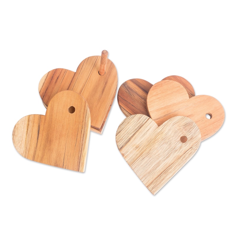 Novica Handmade United By Love Teak Coasters (Set Of 6)