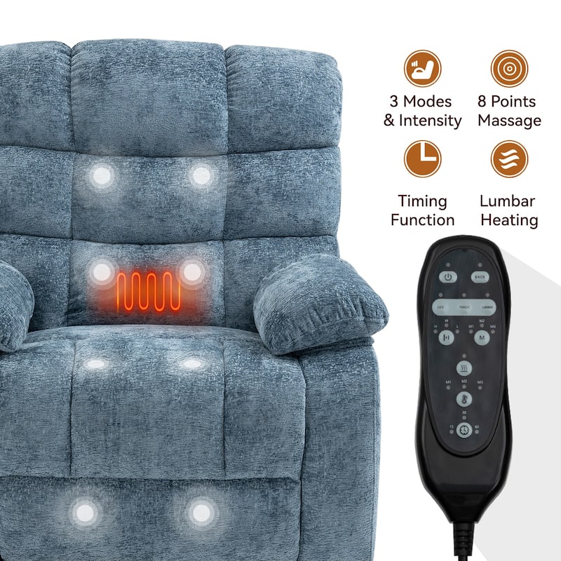 Heat Massage Lift Recliner Chair, Dual Motor Infinite Position, Remote