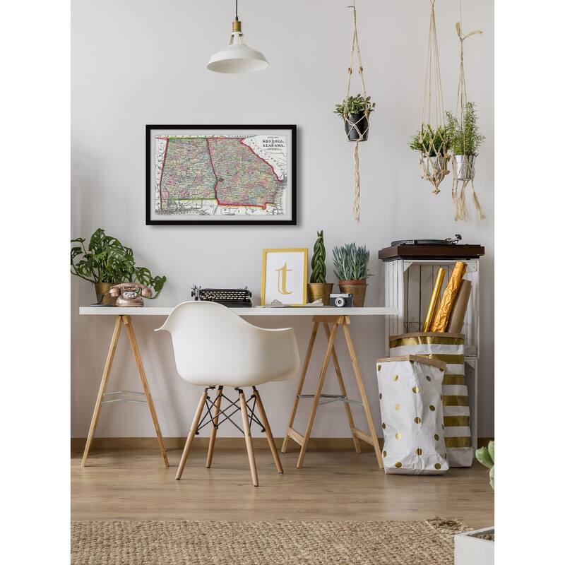 'Vintage Map of Georgia and Alabama' Framed Painting Print
