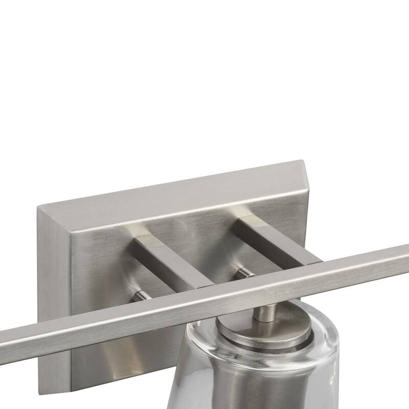 Vertex Collection Three-Light Brushed Nickel Clear Glass Contemporary Bath Light - 20.87 in x 6.25 in x 7.5 in