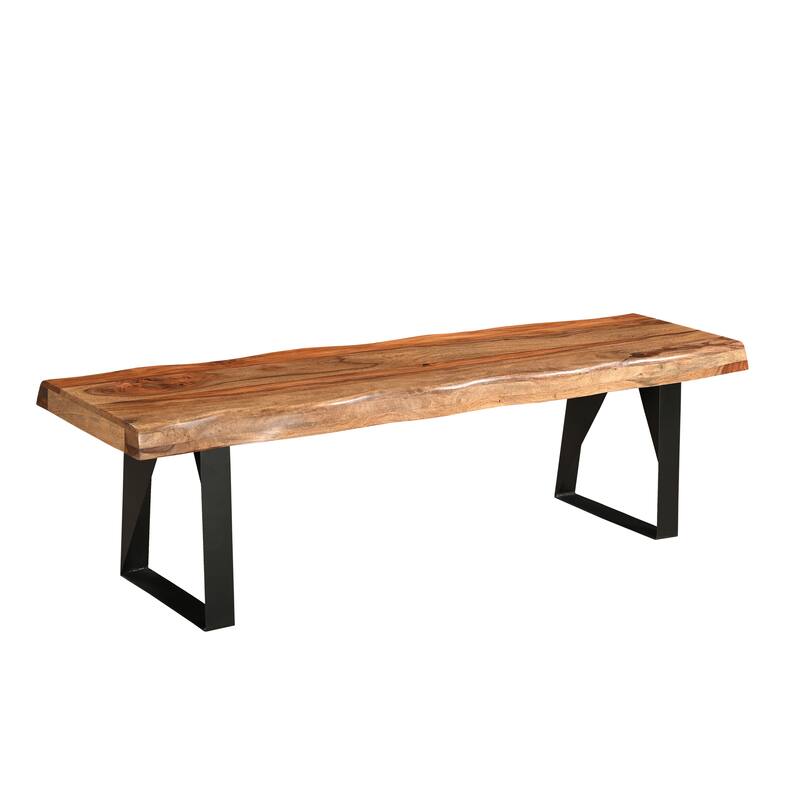 Sienna Live Edge Wave Dining Bench - Brown