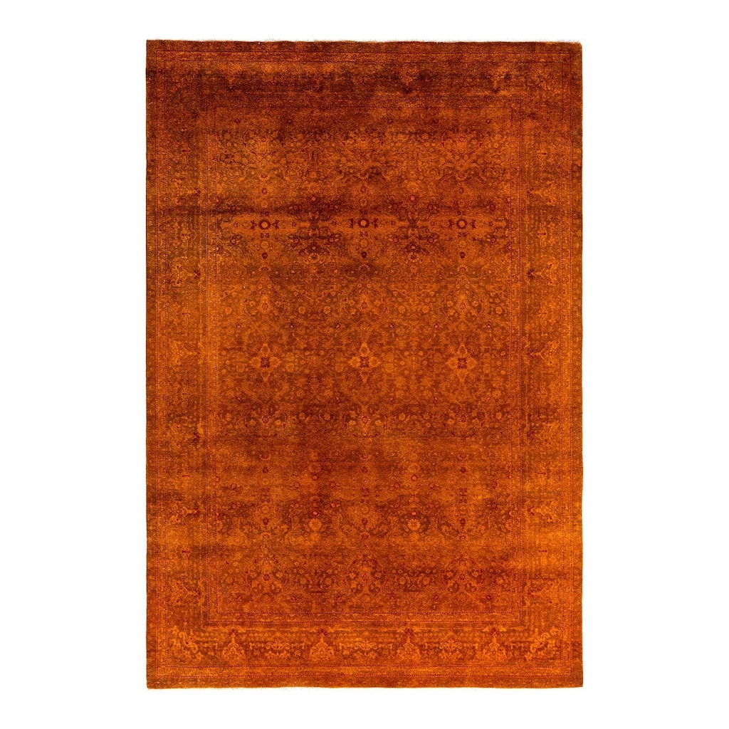 Fine Vibrance One-of-a-Kind Hand-Knotted Area Rug - Gold, 6' 0" x 8' 10" - 6' 0" x 8' 10"