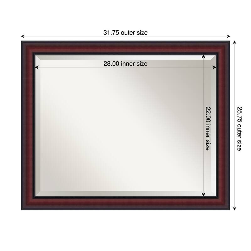 Dalat Beveled Framed Wall Mirror - 32 x 26 in - Dalat Cherry