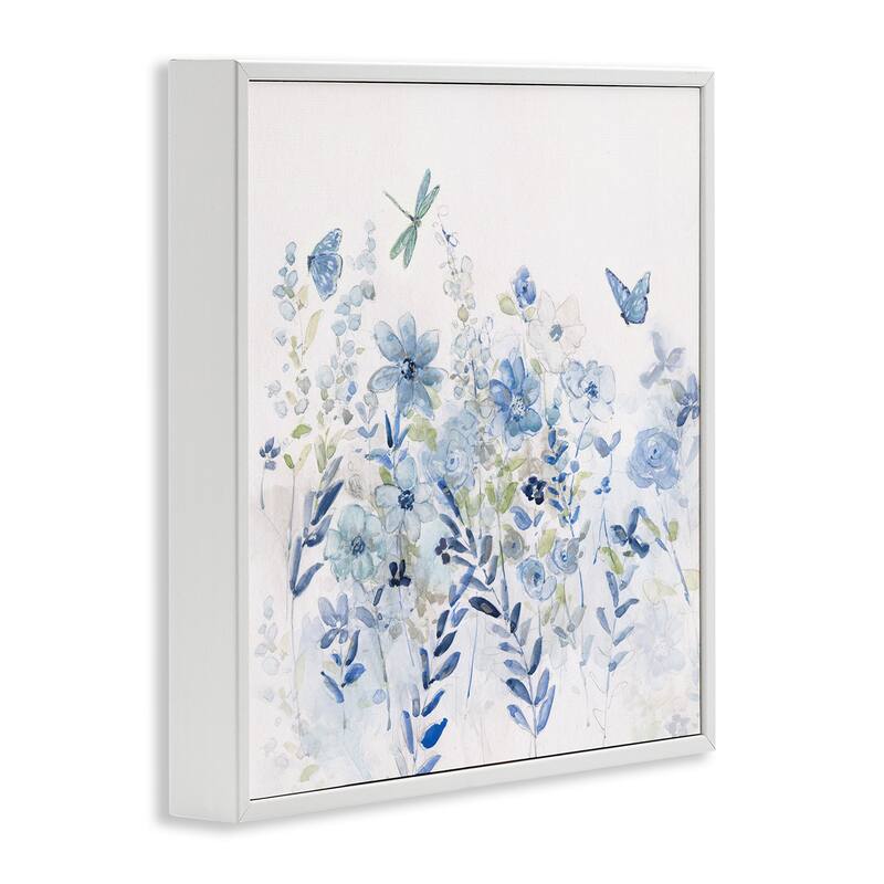 Stupell Delicate Blue Floral Garden Framed Giclee Art by Sally Swatland