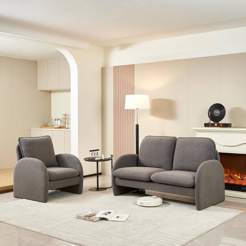 Simple Fabric Upholstered Loveseat Sofa Couch, Small Loveseat Sofa for Apartment, Dressing Room Decorative Sofa