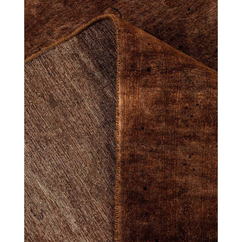 Overton Hand Knotted Wool Vintage Inspired Modern Contemporary Overdyed Brown Area Rug - 6' 0" x 9' 3"