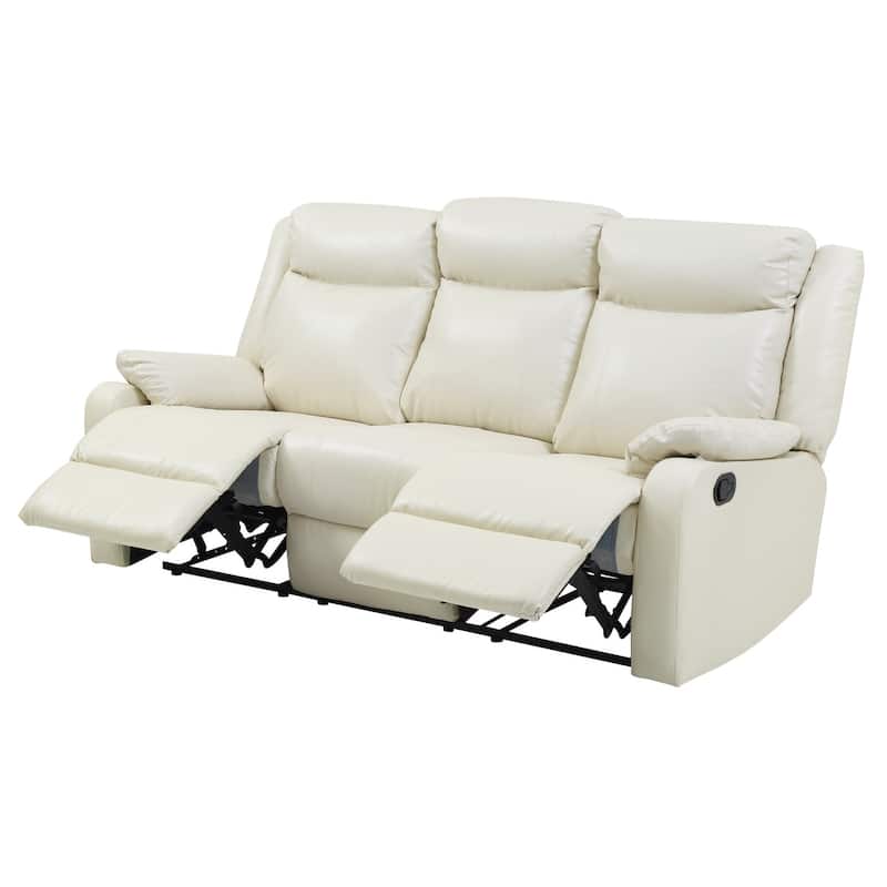 Faux leather 3-Seater Reclining Sofa with Pillow Top Arms - 76" - White