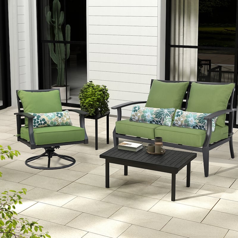 Aoodor 22'' x 24'' Outdoor Deep Seat Chair Cushion Set(Set of 2 Seats, 2 Backs, 2 Pillows） - N/A