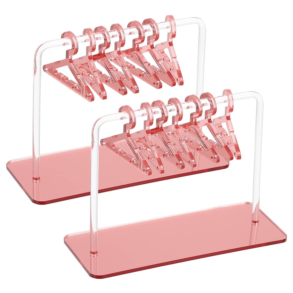 2 Set Earring Holder 16 Coat Hangers, Acrylic Earring Organizer Stand