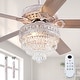 preview thumbnail 10 of 59, 52 or 62 or 72 Inches Crystal Ceiling Fan Fandelier with Lights,For Bedroom Kitchen Patio Remote Control 52 Inches - Distressed White