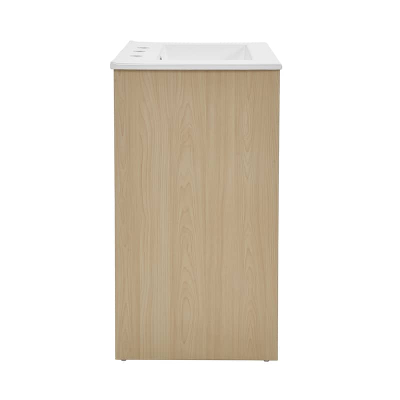 Virage 24 In. Brown Oak Bathroom Vanity With White, 3-Hole Ceramic Sink Top