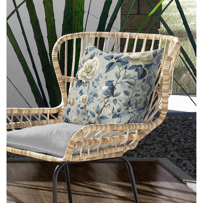 Misty Morning Indoor/Outdoor Reversible Throw Pillow Blue and Beige