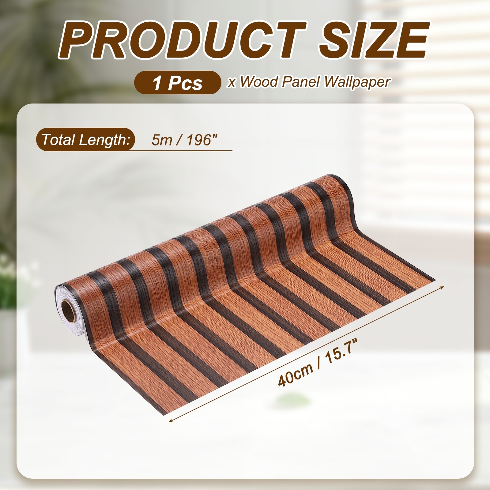 Wood Panel Wallpaper, Countertop Contact Paper 3D Faux Wood Grain Self-Adhesive Wall Panel Peel and Stick for Furniture