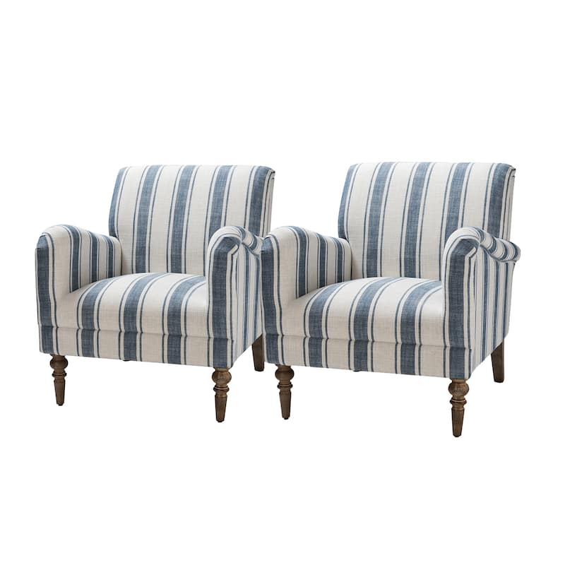 Seip Modern Striped Arm Chair with Spindle Wood Legs Set of 2 by HULALA HOME