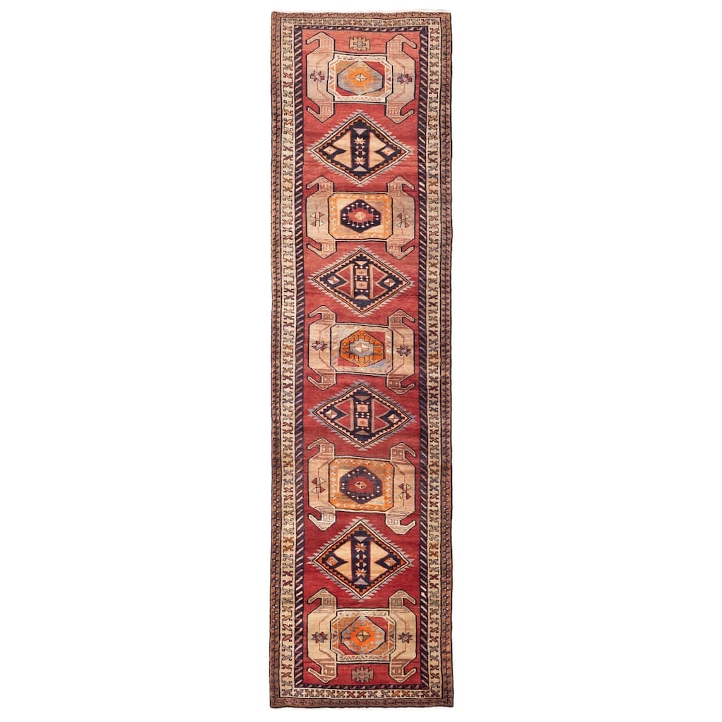 ECARPETGALLERY Hand-knotted Konya Anatolian Dark Red Wool Rug - 3'7 x 14'4