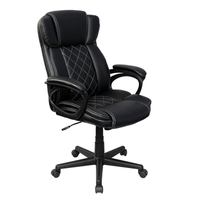 Techni Mobili Ergonomic Executive Office Chair High Back Faux Leather - Adjustable Height, Lumbar Support