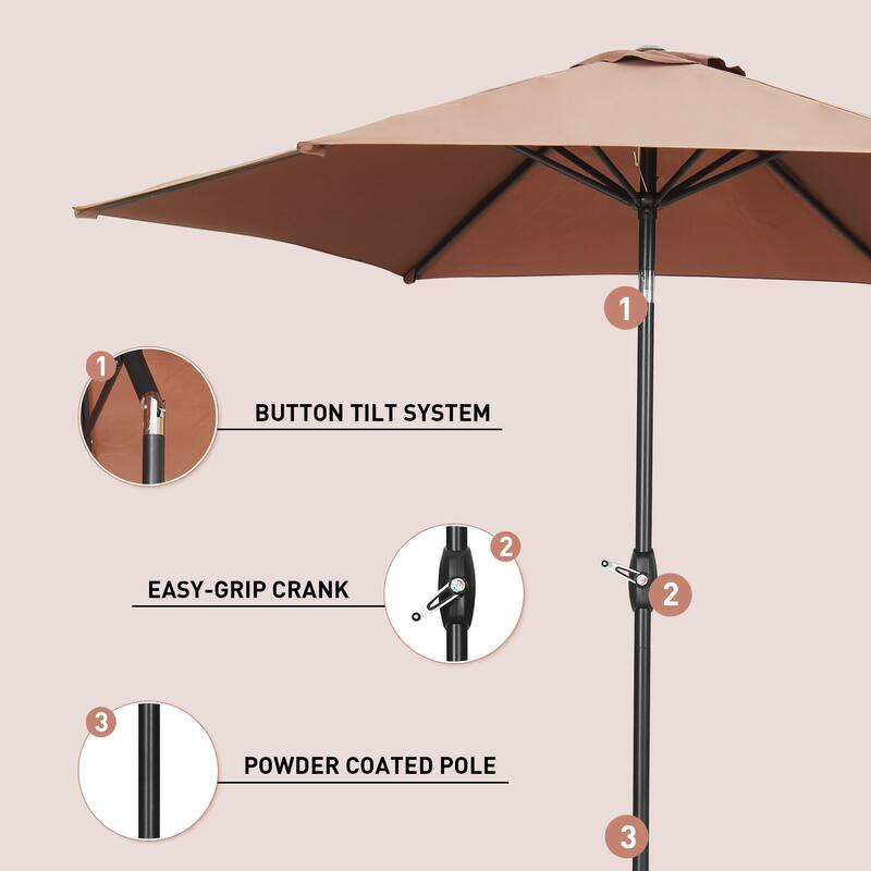 9ft Outdoor Patio Umbrella 6 Ribs with Tilt & Crank.
