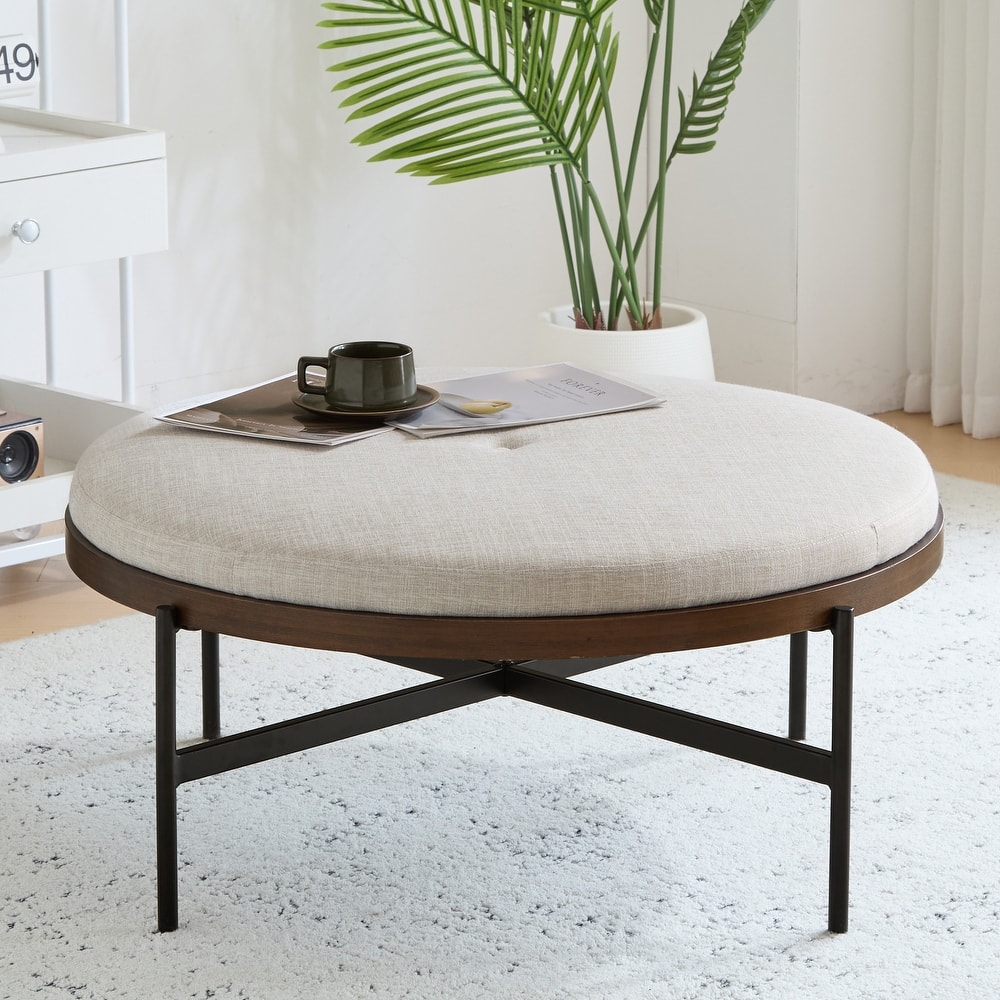 Christopher Knight Home - Sunfay Round Cocktail Ottoman for Modern Living Spaces