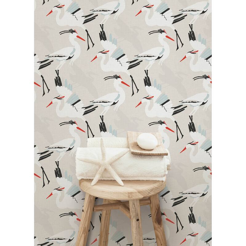NuWallpaper Coastal Wings Tan Peel and Stick Wallpaper - N/A