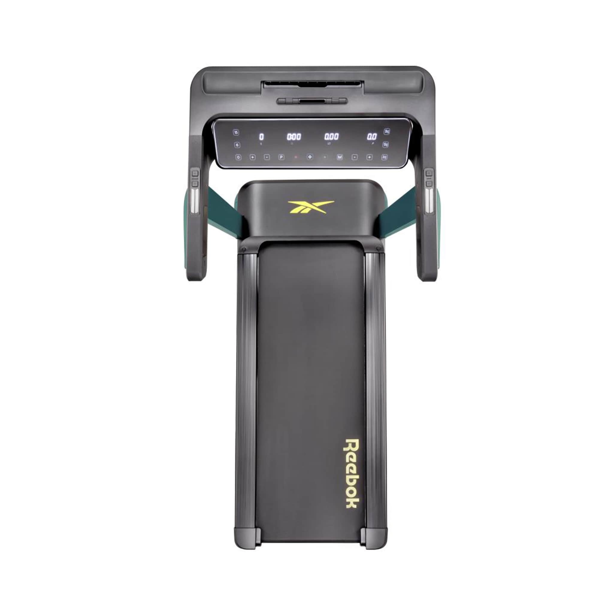 Reebok Adjustable Floatride Home Running Treadmill w Eco Kinetic Motor Green 45.28 x 29.13 x 73.62 in