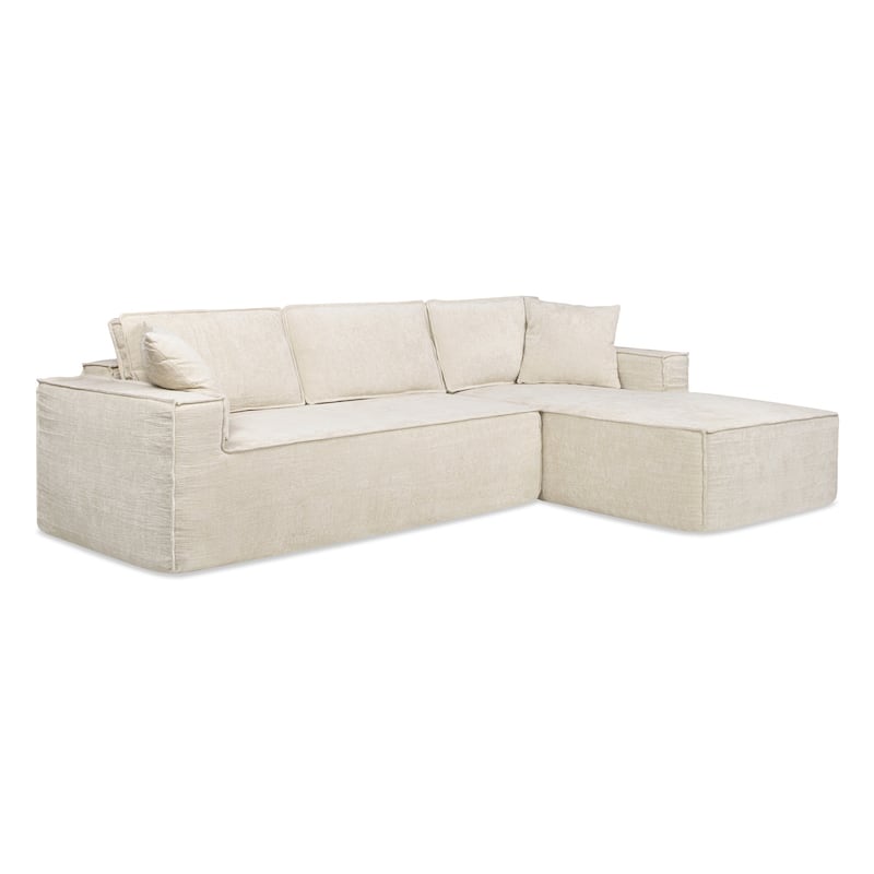 Brenley 110.5" Sofa-in-a-Box Chenille Upholstered Frameless 2-Piece Sectional Sofa