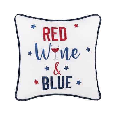 10" x 10" Patriotic Stars Small/Petite Embroidered Funny Humor Accent Pillow