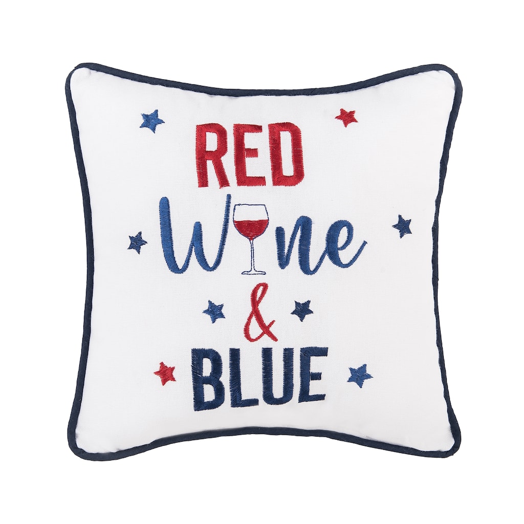 Patriotic Stars Small/Petite Embroidered Funny Humor Accent Pillow, 10" x 10"