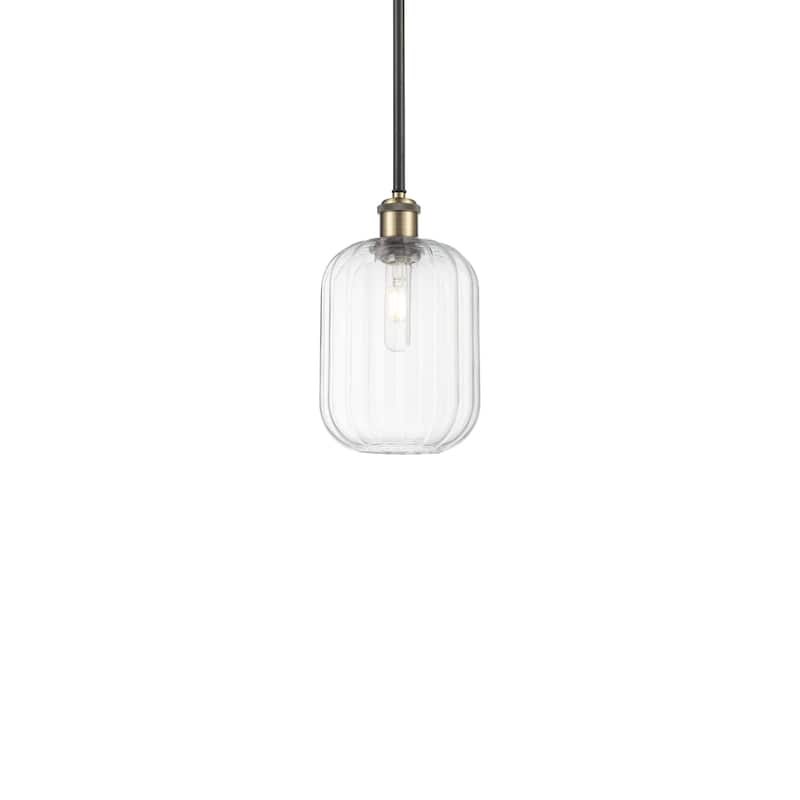 Innovations Lighting 516-1S-12-7 Preston Pendant Preston 7" Wide Mini - Black Antique Brass / Clear