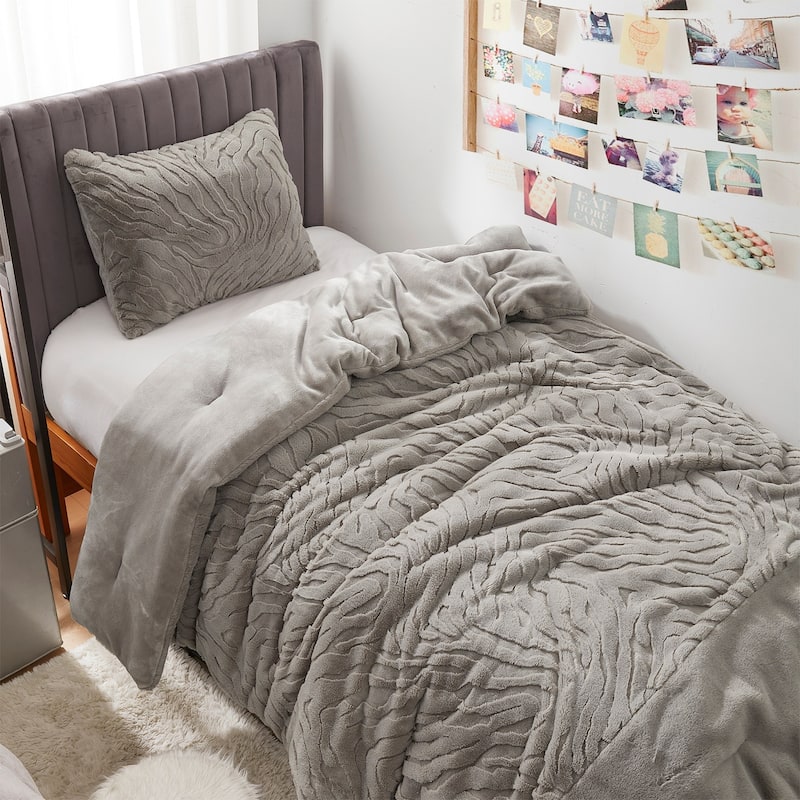Faded Zebra - Coma Inducer® Oversized Comforter Set - Pepper Taupe Gray - Twin XL