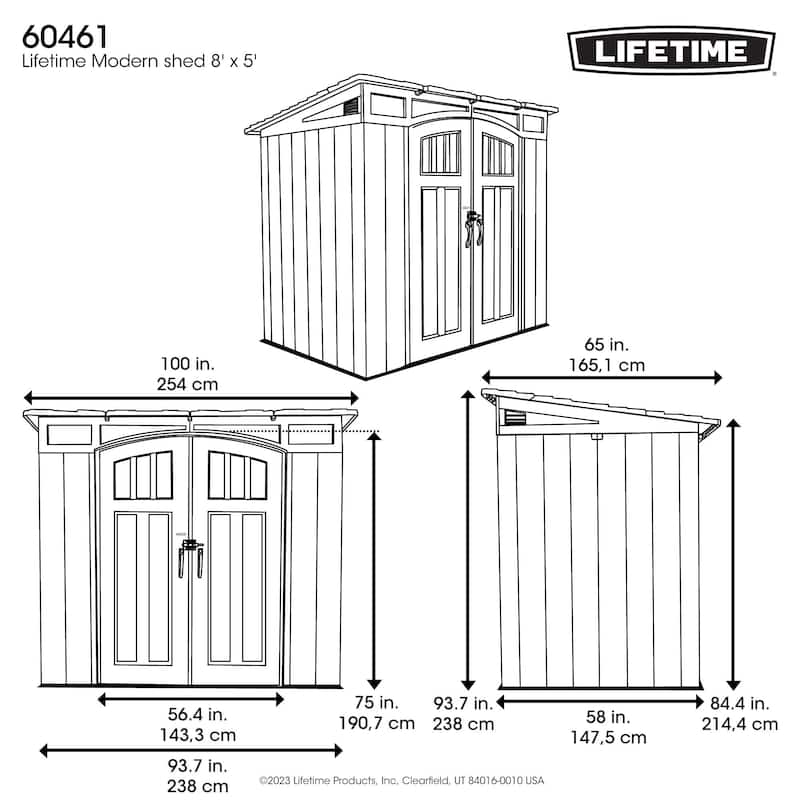 Lifetime 8 Ft. x 5 Ft. Compact Modern Shed (60461)