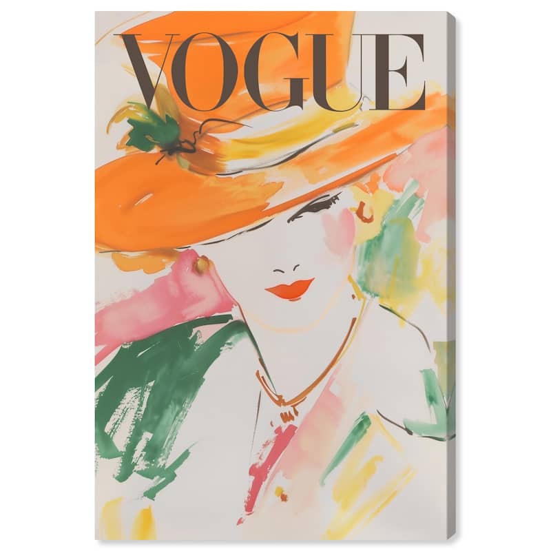 Woman in Hat Cover Canvas by Art Remedy, Gallery Wrapped - 36" x 54"