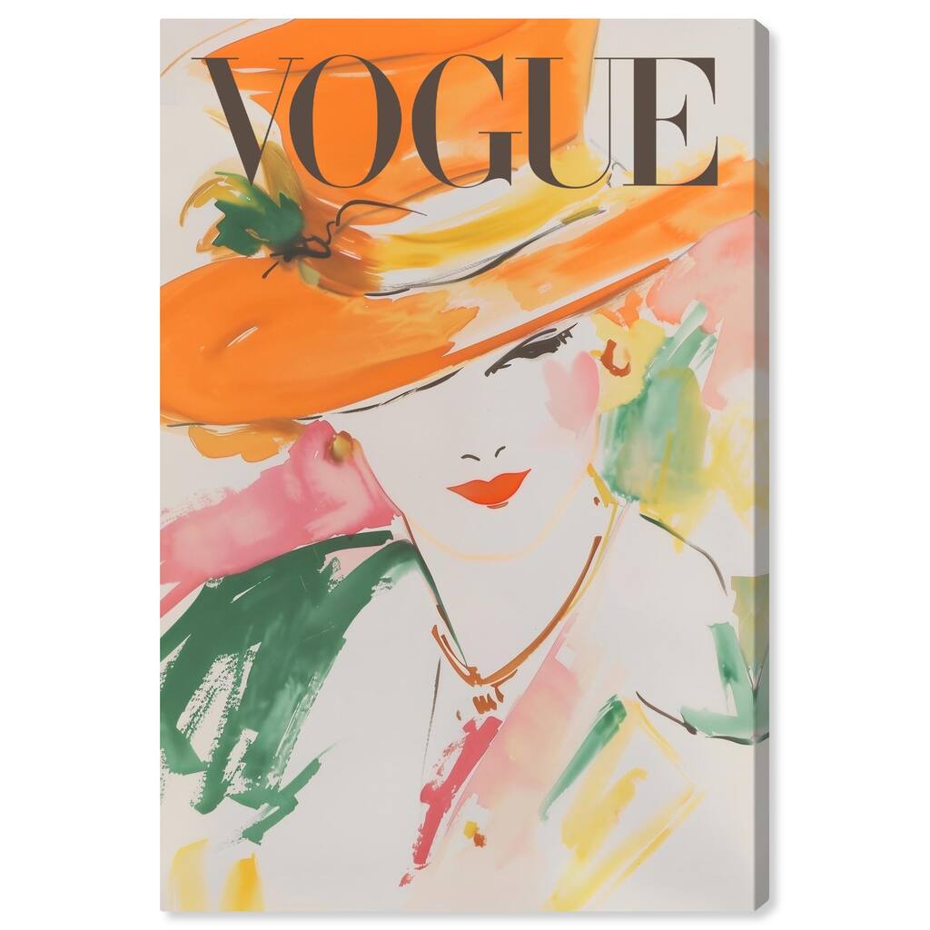 Woman in Hat Cover Canvas by Art Remedy, Gallery Wrapped
