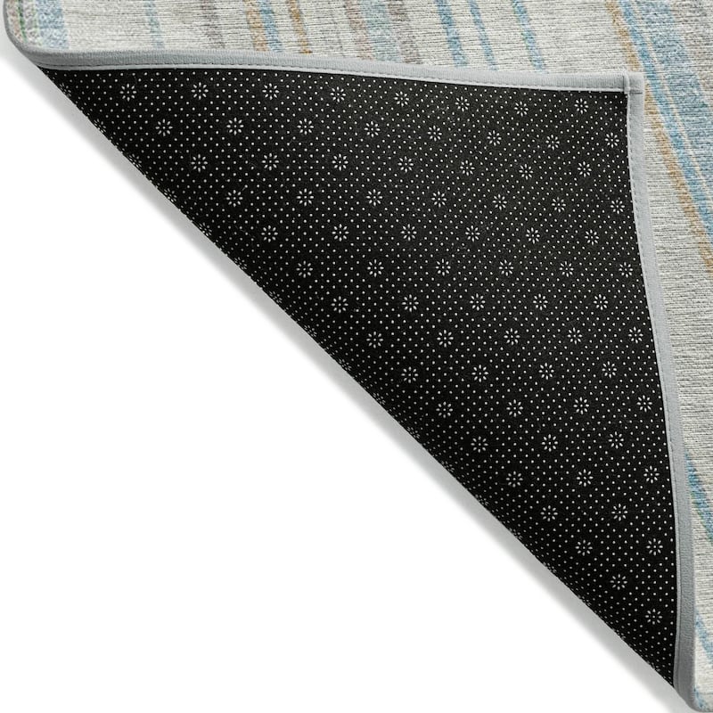 Machine Washable Indoor/ Outdoor Stripe Wave Chantille Rug