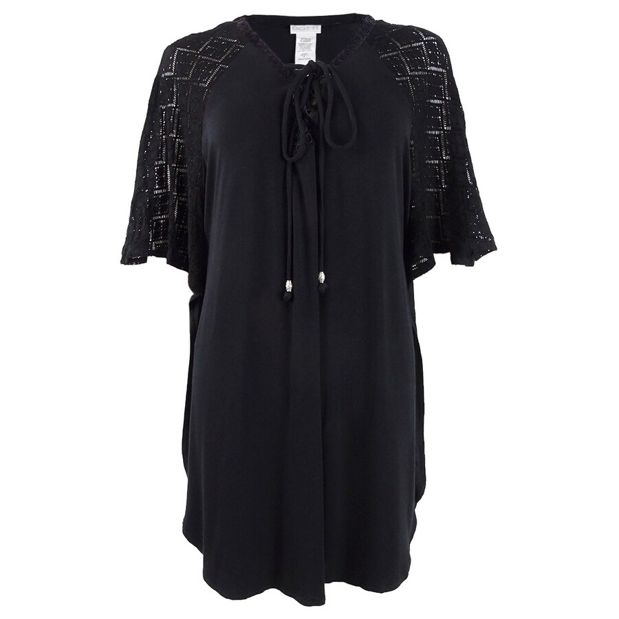 chinese dress ladies Dotti Dahlia Stripe Lace-Up Front Tank Dress Cover-Up Black/White MD at  Amazon Women's Clothing store main image 1