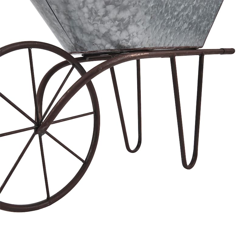 Alpine Corporation 36" Tall Rustic Wheelbarrow and Watering Can Fountain Yard Decoration