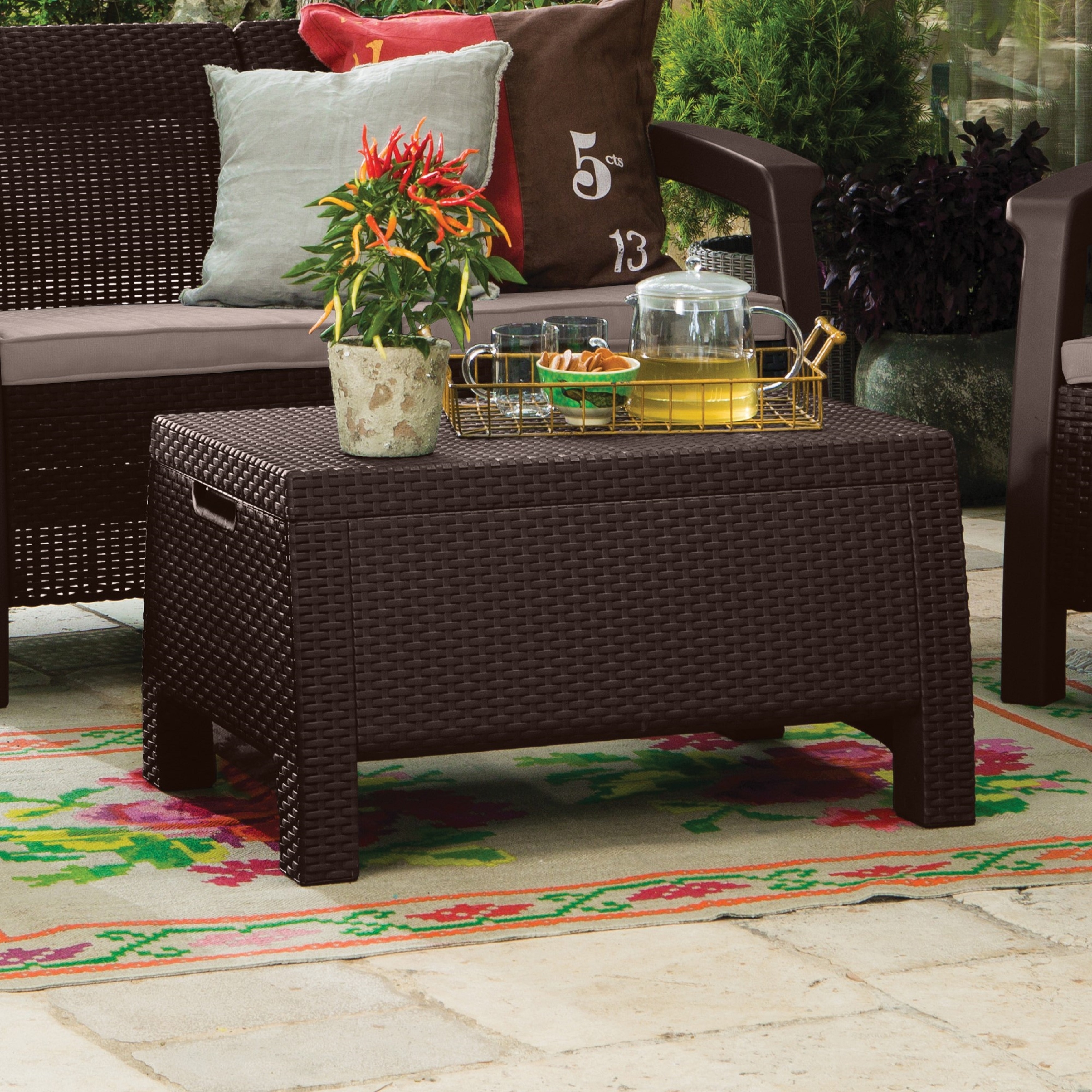 Keter Bahamas Outdoor All Weather Patio Storage Coffee Table Patio Storage Coffee Table