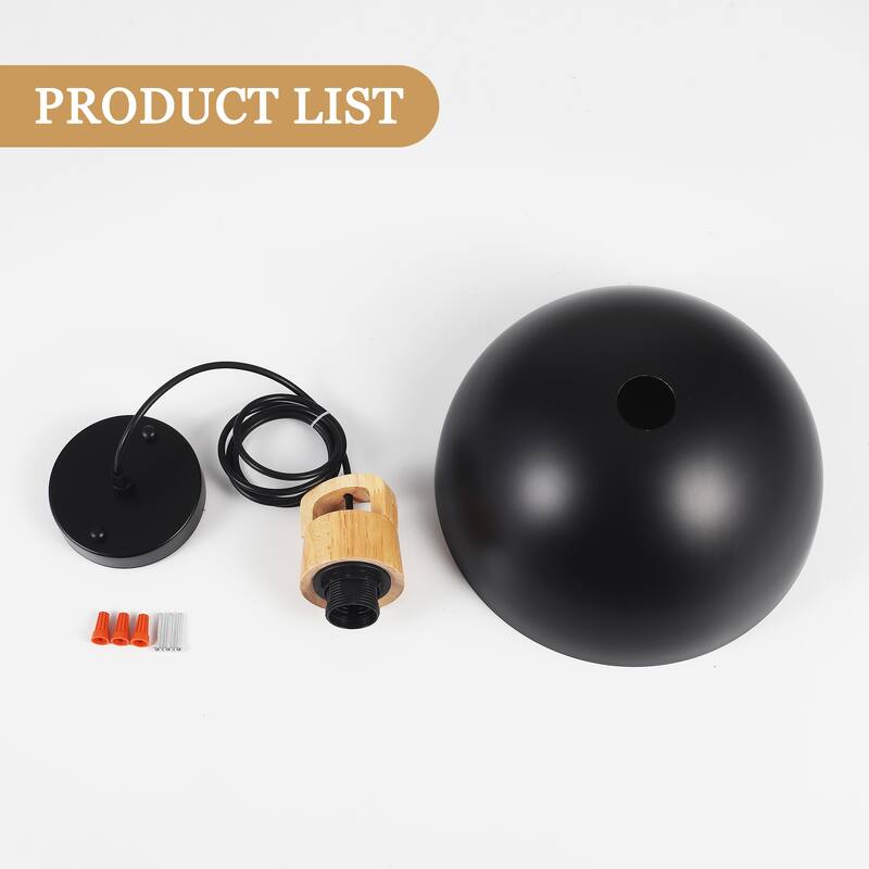 1-Light Rustic Hanging Pendant Light with Metal Shaded for Kitchen Island