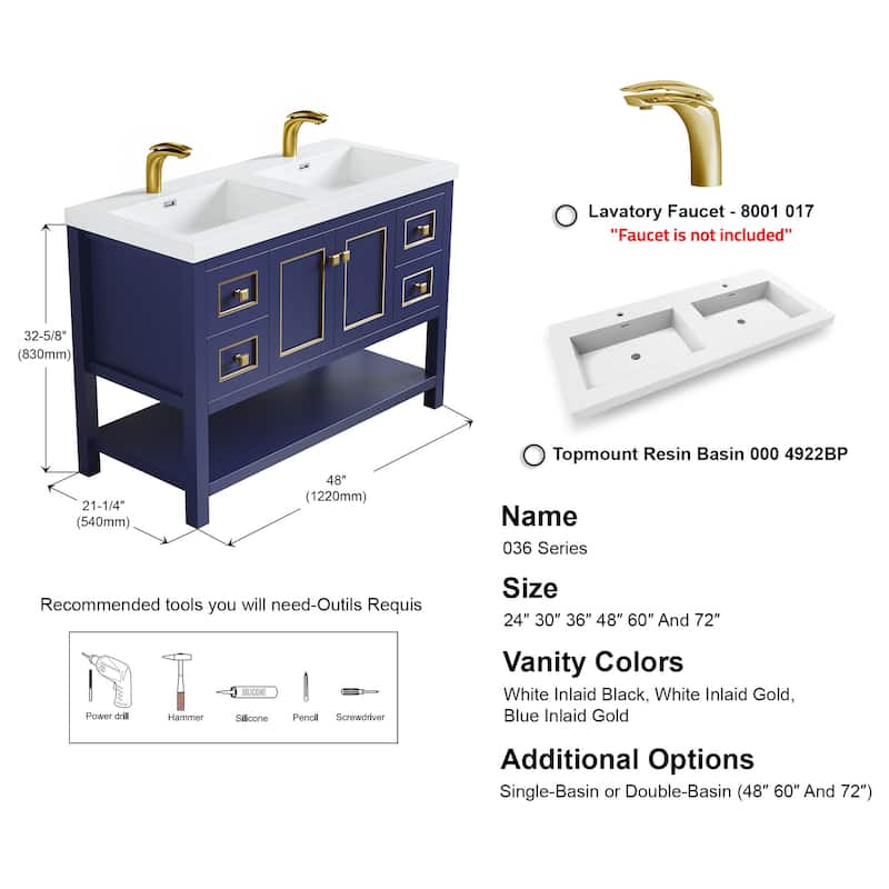 Davis 48" Double Bathroom Vanity Set