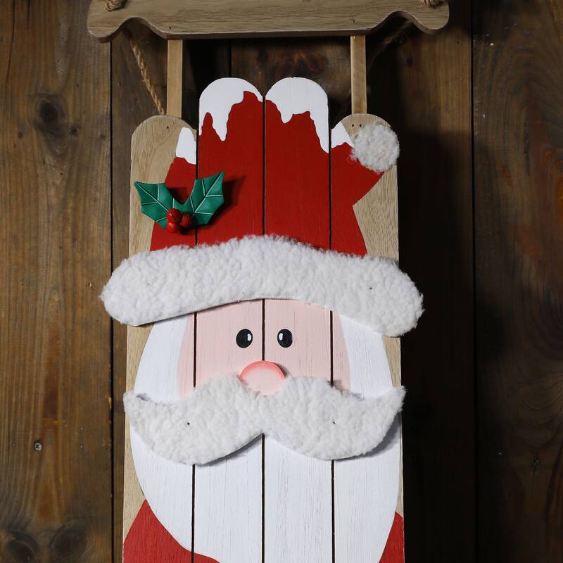 Glitzhome 42"H Wooden Christmas Sleigh Snowman or Santa Porch Sign