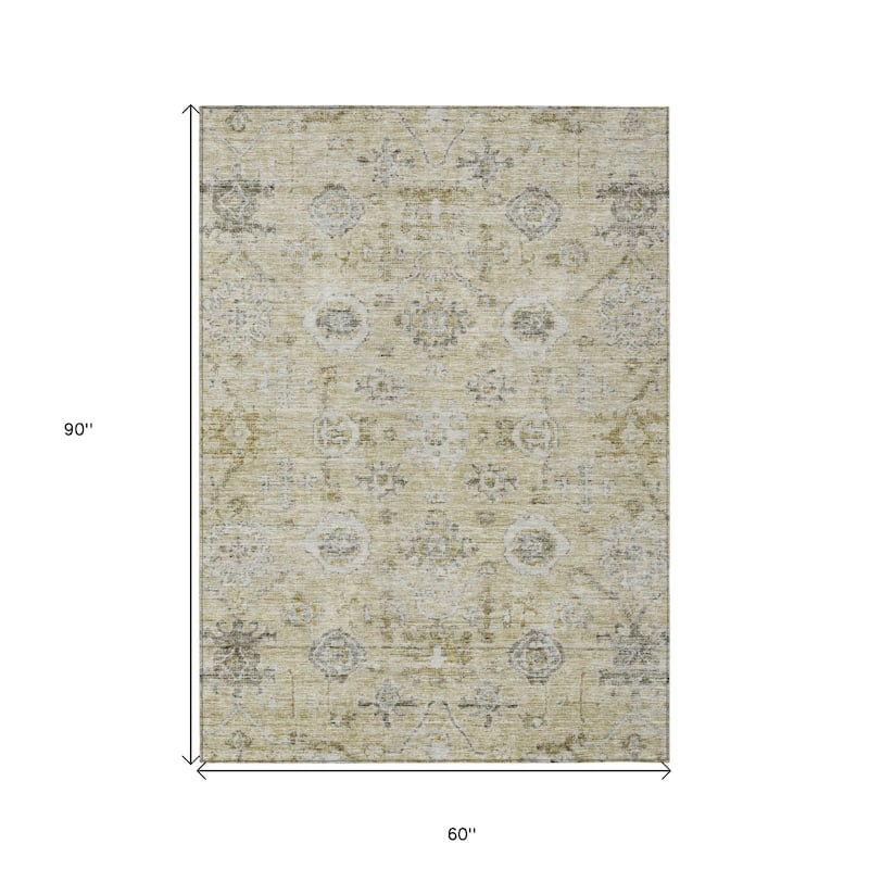 HomeRoots Damask Traditional Rectangle Outdoor Rug