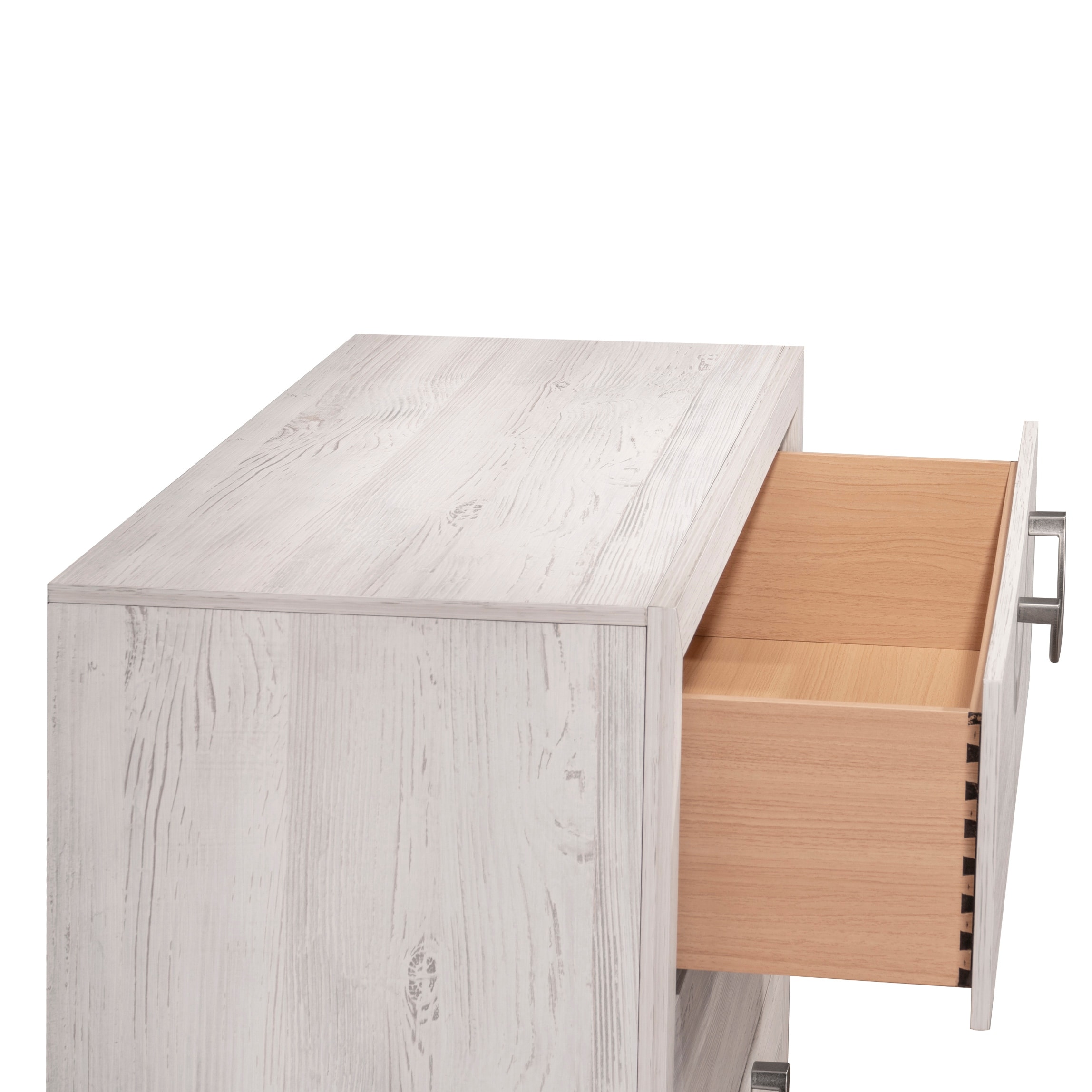 1pc unique design contemporary sleek beige white finish nightstand 2- drawers storage bedroom wooden furniture solid wood