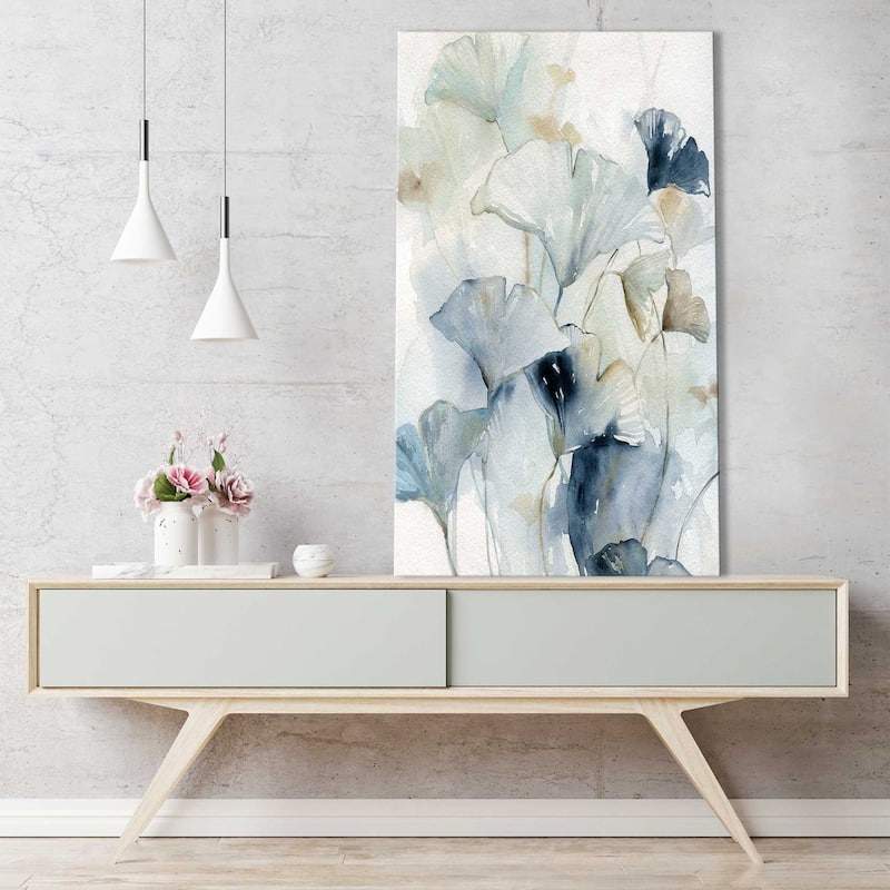 "Indigo Ginkgo I (Vertical)" by Carol Robinson Print on Canvas