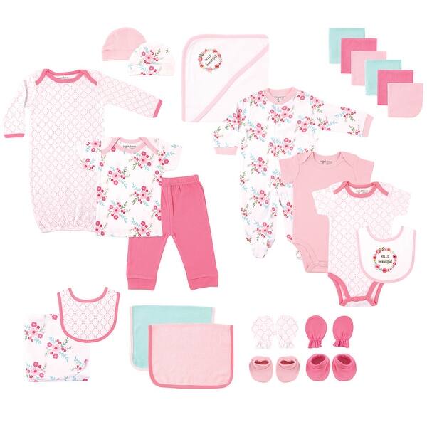 slide 1 of 1, Luvable Friends Baby Girl Layette Gift Cube, Floral, 0-6 Months - Floral 0-6 Months - Floral