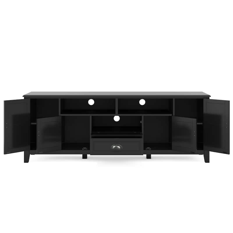 WYNDENHALL Portland SOLID WOOD 72" Wide Transitional TV Media Stand For TVs upto 80 inches - 17.5" D x 72" W x 26" H