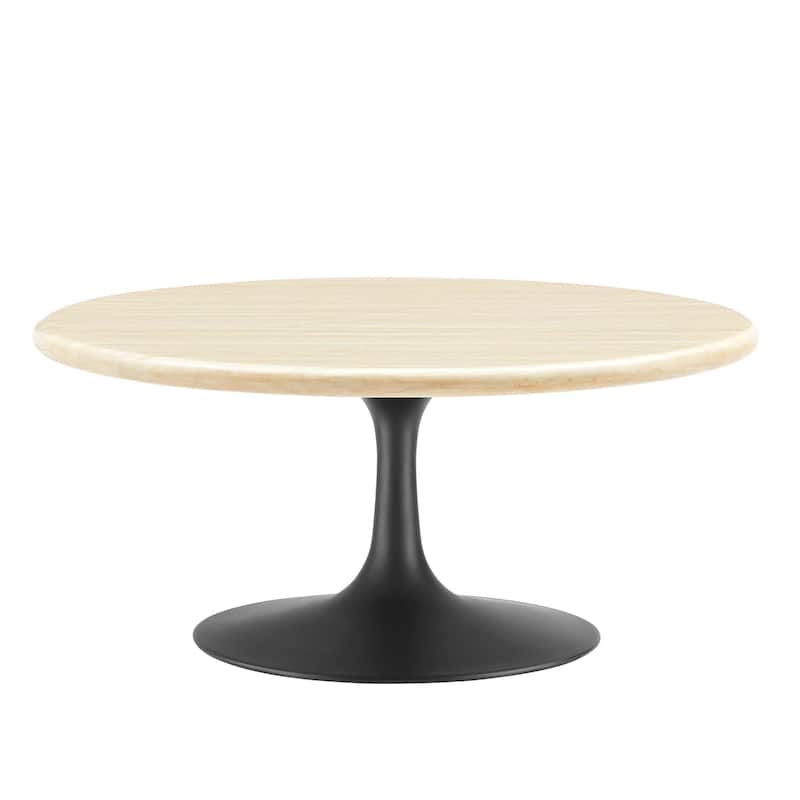 Lippa 36" Round Artificial Travertine Coffee Table