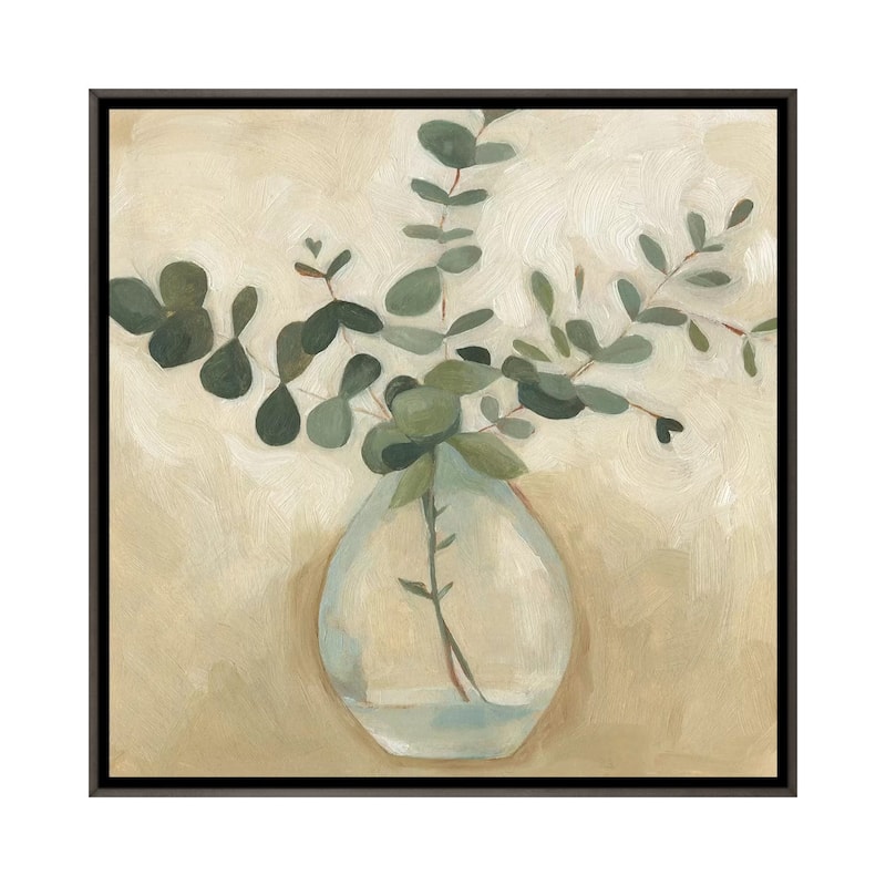 iCanvas "Greenery Still Life III" by Emma Scarvey Framed - 37x37 - Charcoal