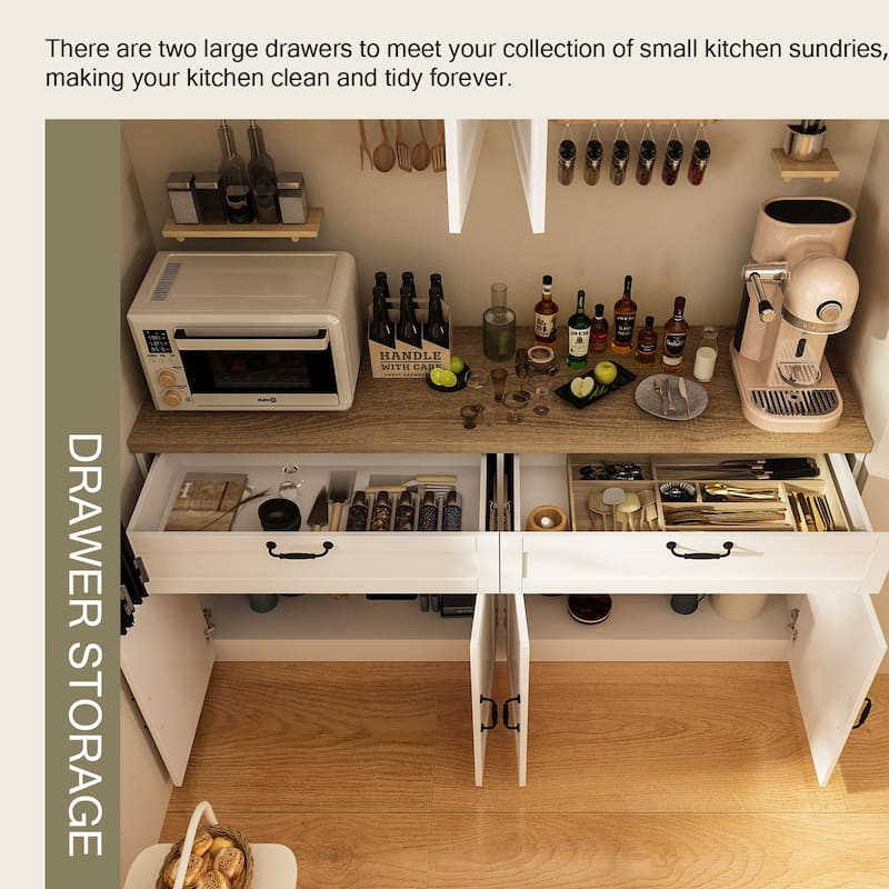 2 Piece Modular Closet Storage Set with Floor and Wall Cabinets Pantry